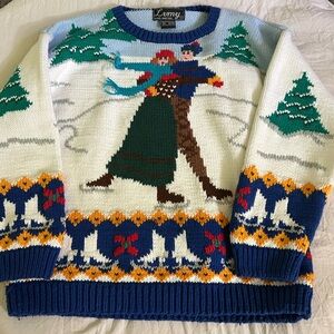 Lumy Hand Knit in Peru Ice Skater Christmas/Winter Sweater